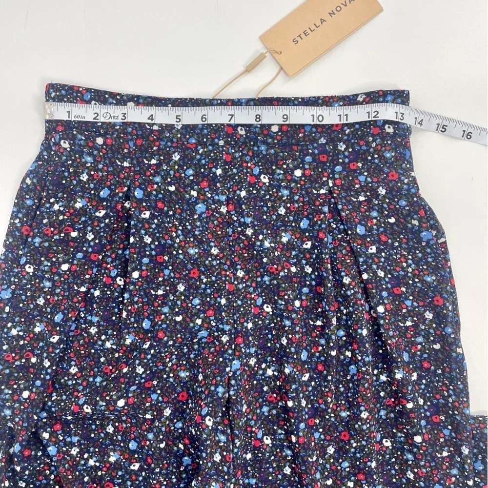 NWT Anthropologie x Stella Nova Olive Pants in Navy Ditzy Blue Floral Print XS - Picture 10 of 14